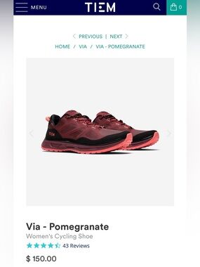 TIEM + Cleats | The Via Pomegranate Cycling Shoe + Shimano SPD Cleats✨